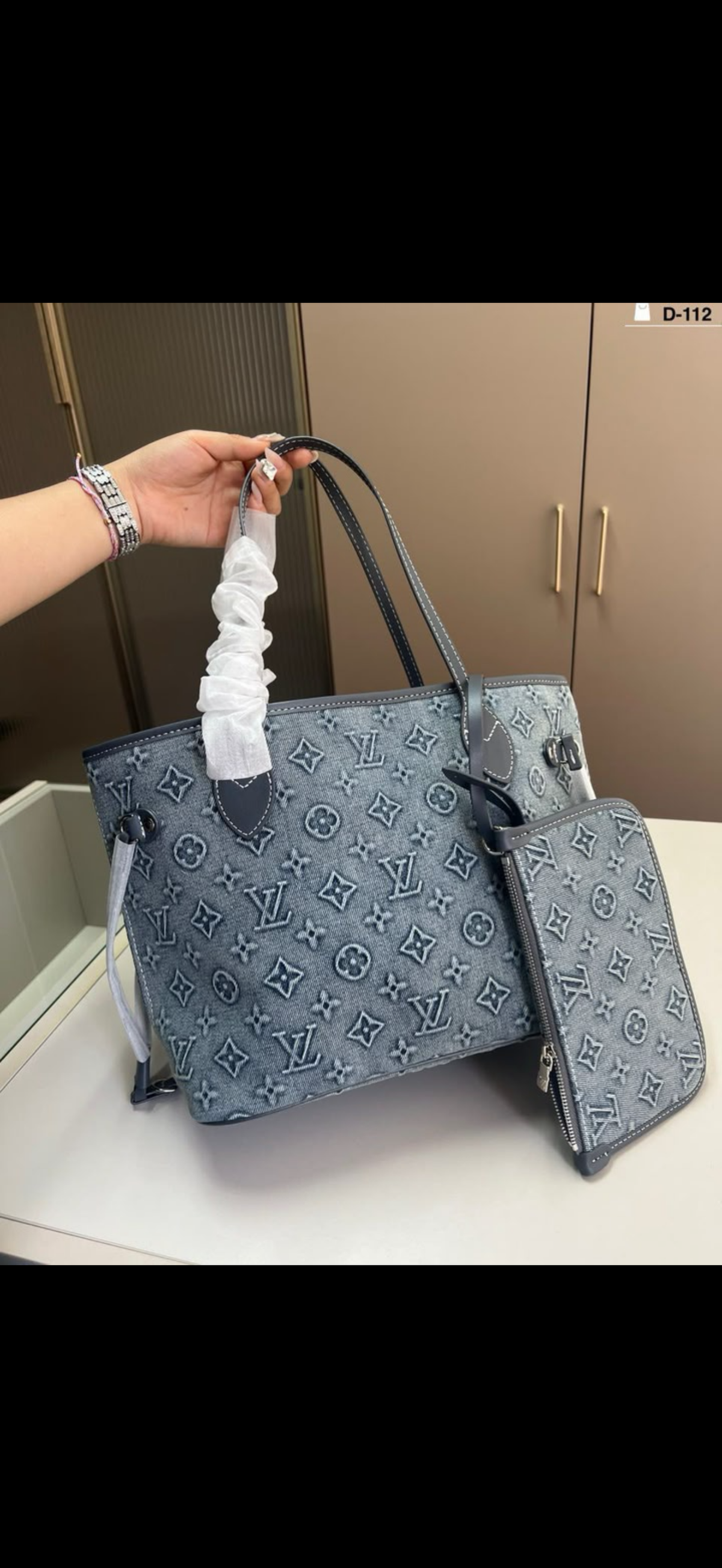 Denim Monogram Tote Set