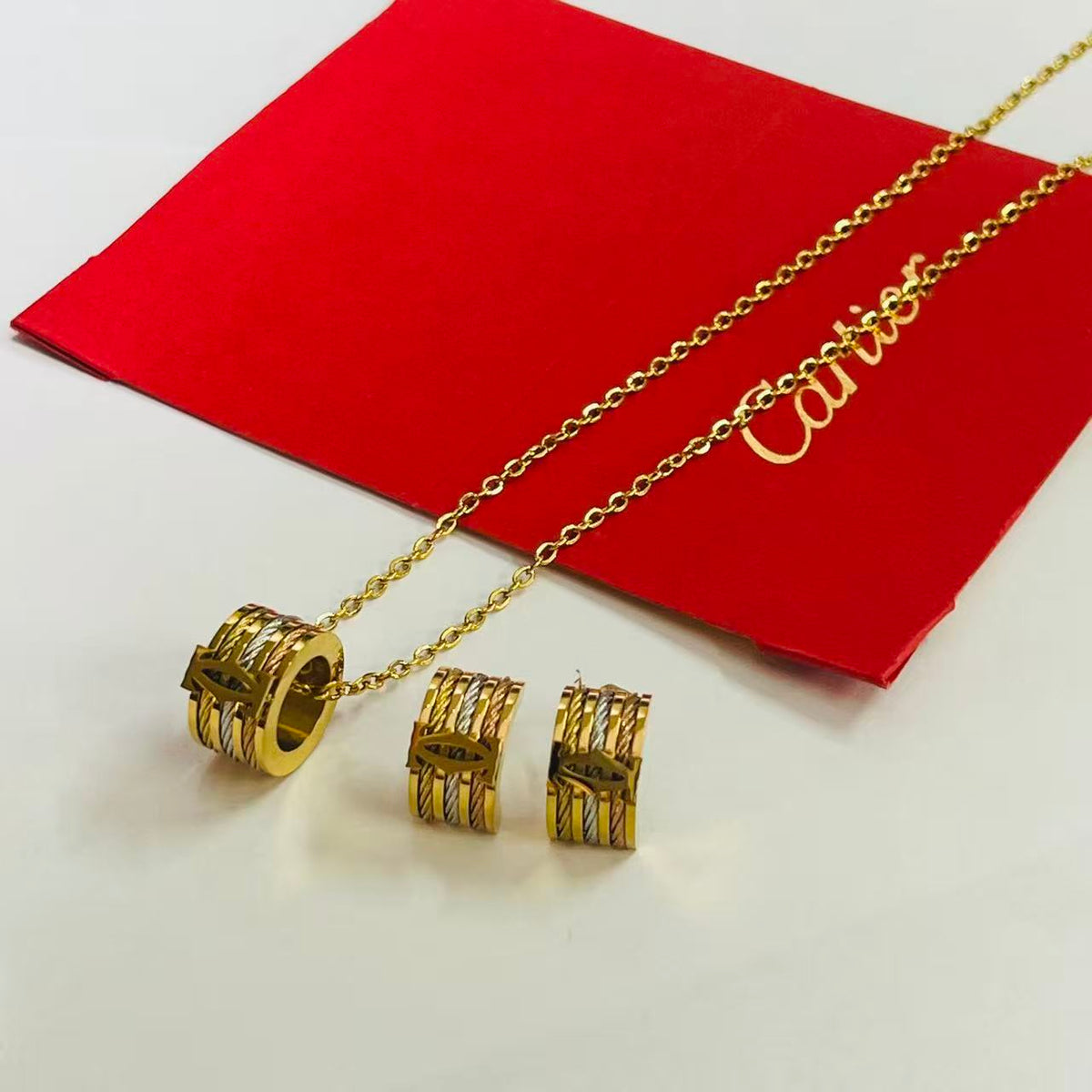Tri-Tone Cable Jewelry Set