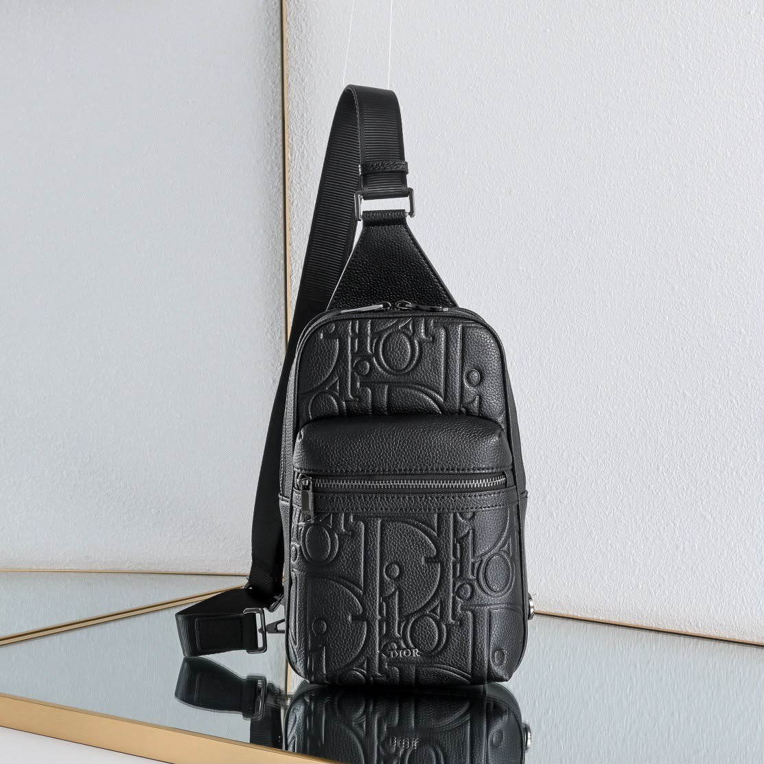 Oblique Embossed Sling Bag