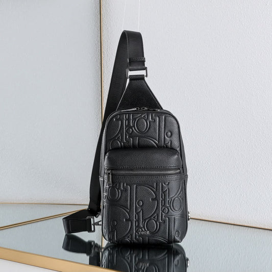 Oblique Embossed Sling Bag